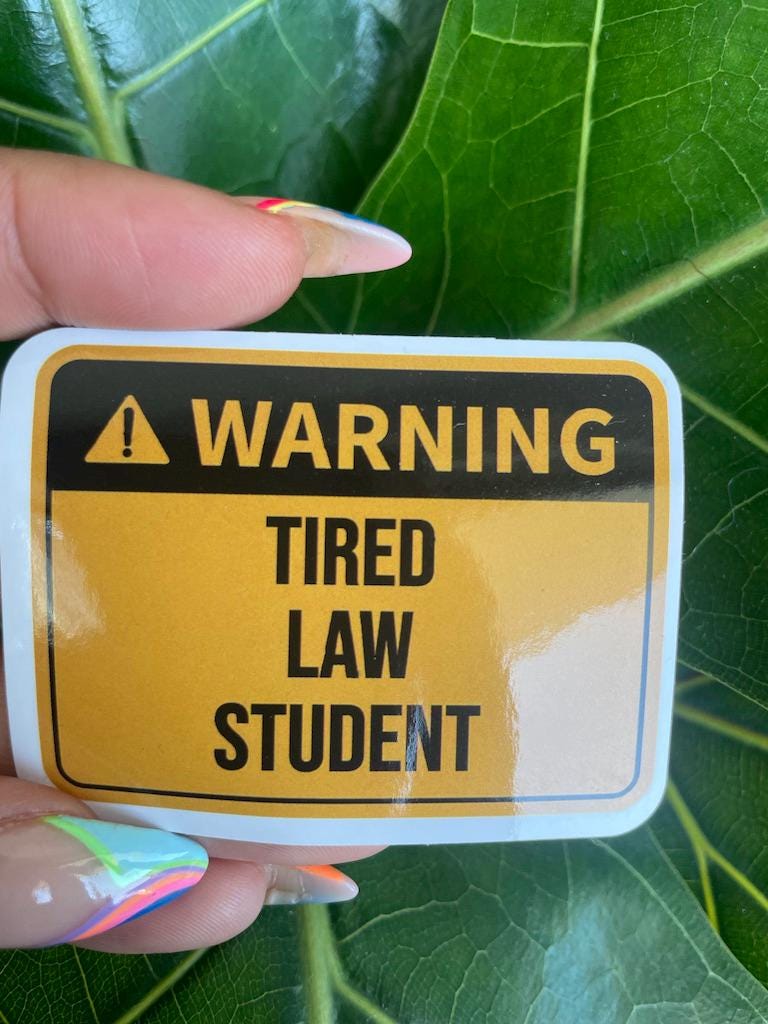 Warning Tired Law Student Law School Sticker | Law School Sticker | Future Lawyer Sticker