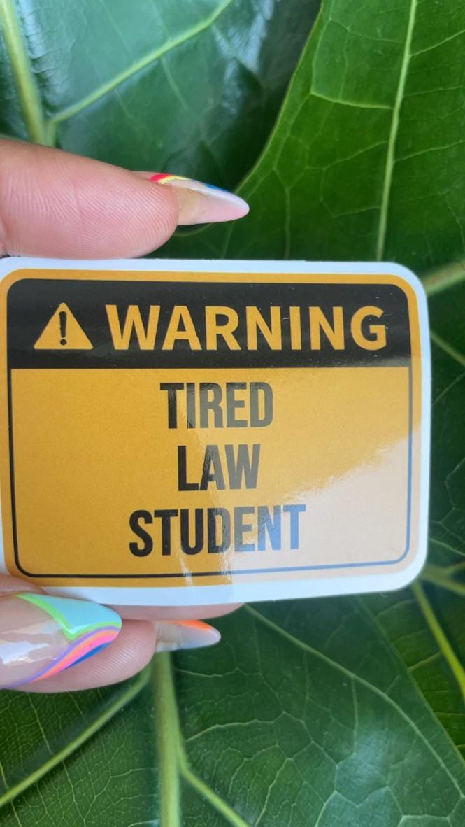 Warning Tired Law Student Law School Sticker | Law School Sticker | Future Lawyer Sticker